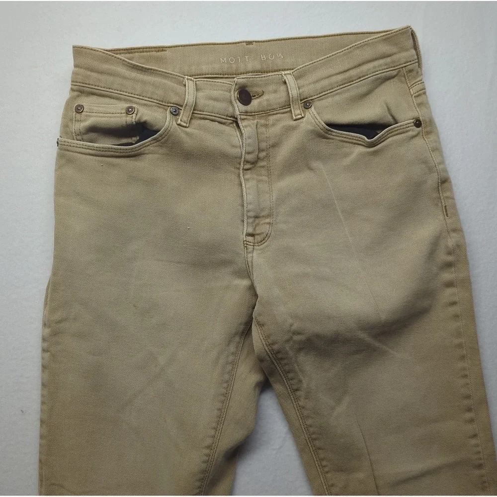 Mott Bow Jeans Mens 30x30 Khaki Straight Mercer Stretch Casual Denim